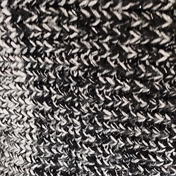 Cardigan Sweater Black Winter White Silver Wide Stripe Large Side Slits - Picture 8 of 11